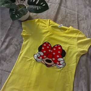Yellow T-Shirt with Red Polka Dot Bow Minnie Mouse Design